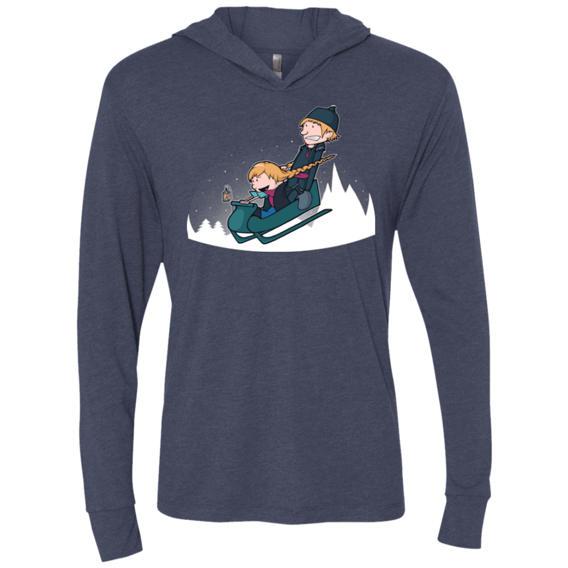 T-Shirts Vintage Navy / X-Small A Snowy Ride Triblend Long Sleeve Hoodie Tee