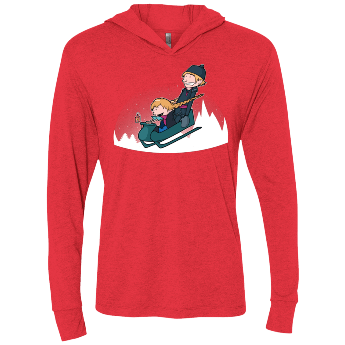 T-Shirts Vintage Red / X-Small A Snowy Ride Triblend Long Sleeve Hoodie Tee