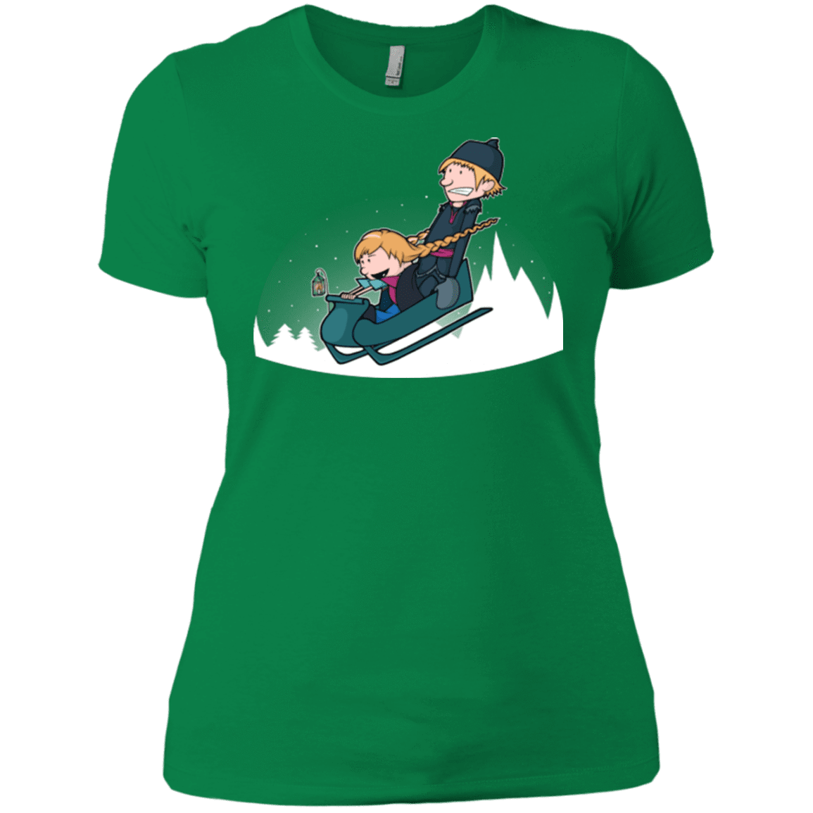 T-Shirts Kelly Green / X-Small A Snowy Ride Women's Premium T-Shirt