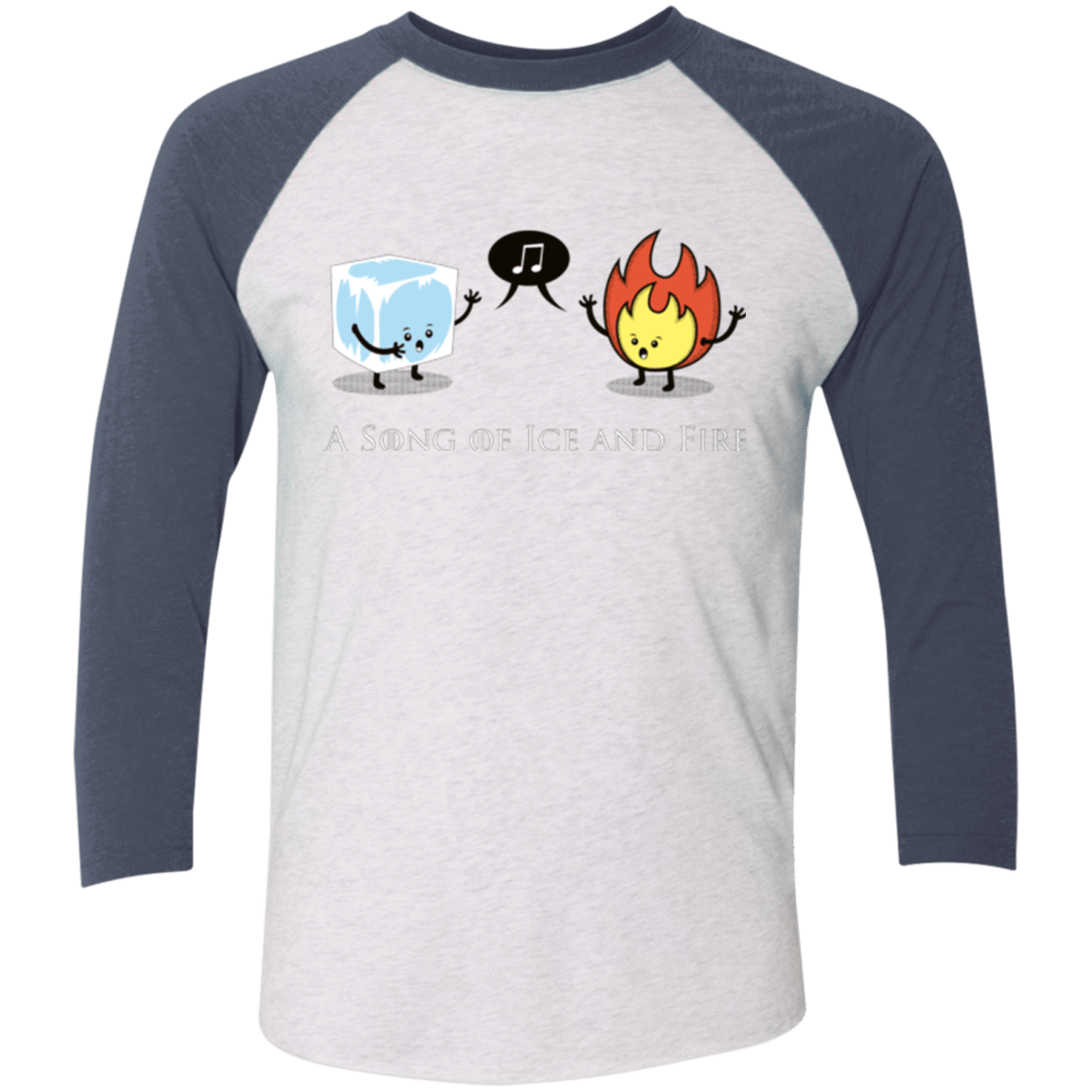 T-Shirts Heather White/Indigo / X-Small A Song of Ice and Fire Men's Triblend 3/4 Sleeve