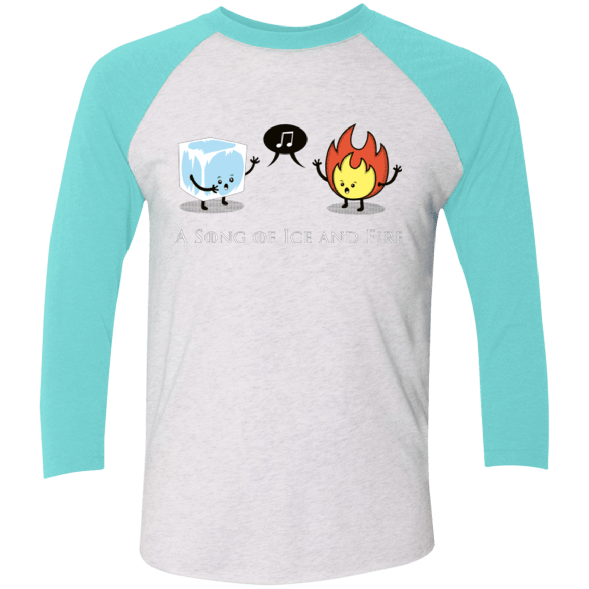 T-Shirts Heather White/Tahiti Blue / X-Small A Song of Ice and Fire Men's Triblend 3/4 Sleeve