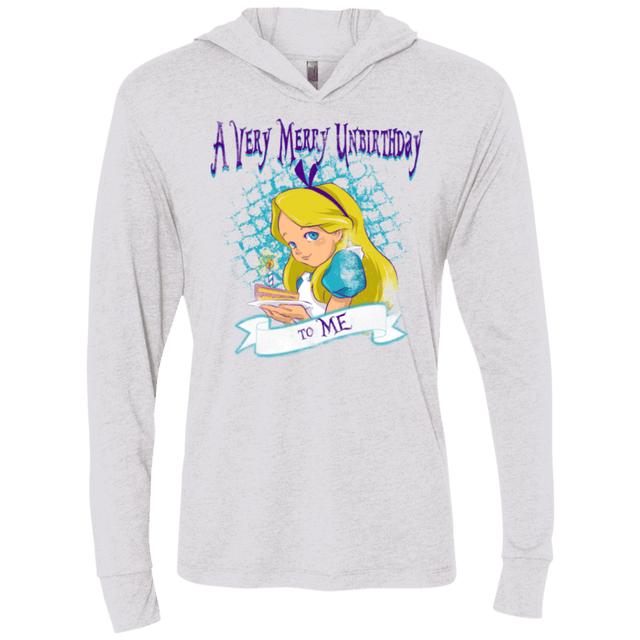 T-Shirts Heather White / X-Small A Very Merry Un-Birthday Triblend Long Sleeve Hoodie Tee