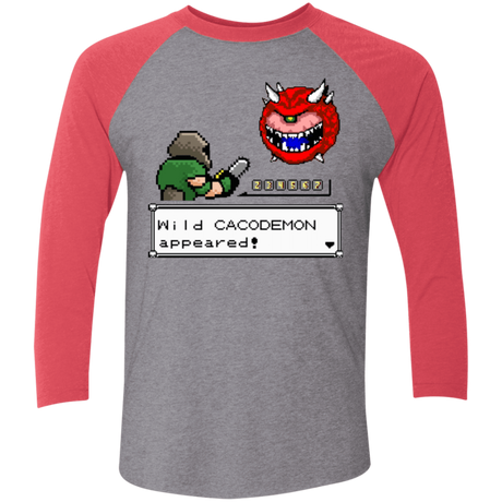 T-Shirts Premium Heather/ Vintage Red / X-Small A Wild Cacodemon Men's Triblend 3/4 Sleeve