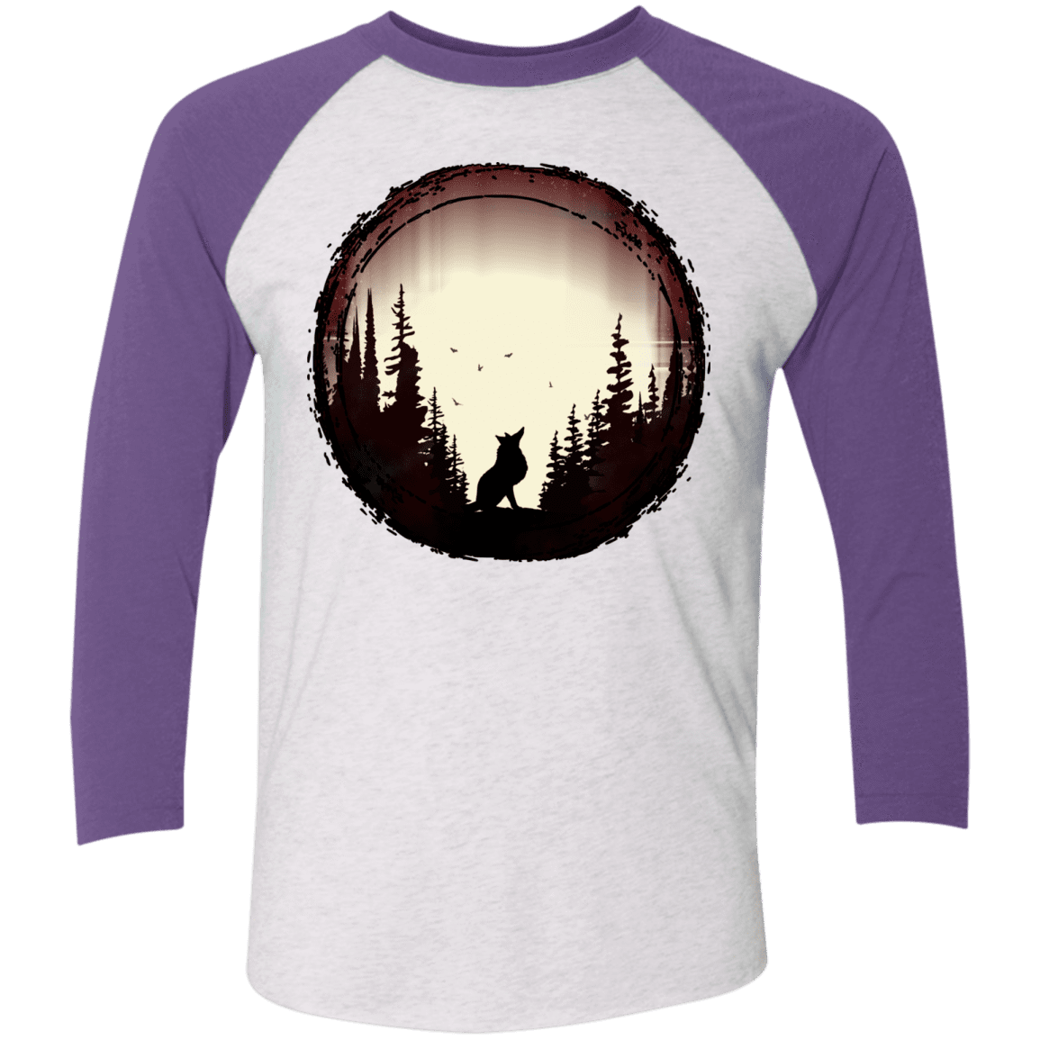 T-Shirts Heather White/Purple Rush / X-Small A Wolf's Life Men's Triblend 3/4 Sleeve