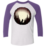 T-Shirts Heather White/Purple Rush / X-Small A Wolf's Life Men's Triblend 3/4 Sleeve