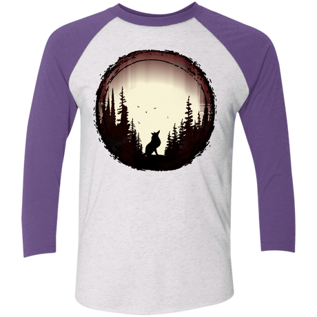 T-Shirts Heather White/Purple Rush / X-Small A Wolf's Life Men's Triblend 3/4 Sleeve