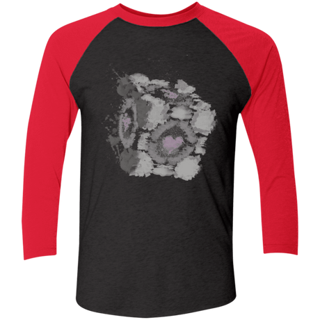 T-Shirts Vintage Black/Vintage Red / X-Small Abstract Cube Men's Triblend 3/4 Sleeve