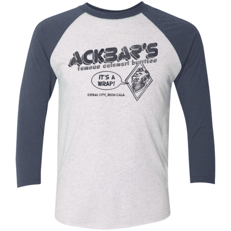 T-Shirts Heather White/Indigo / X-Small Ackbar's Burritos Men's Triblend 3/4 Sleeve