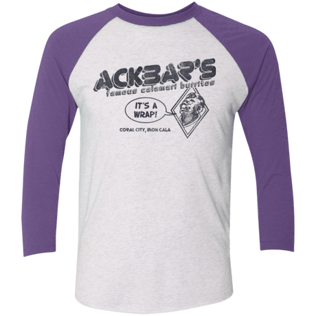 T-Shirts Heather White/Purple Rush / X-Small Ackbar's Burritos Men's Triblend 3/4 Sleeve