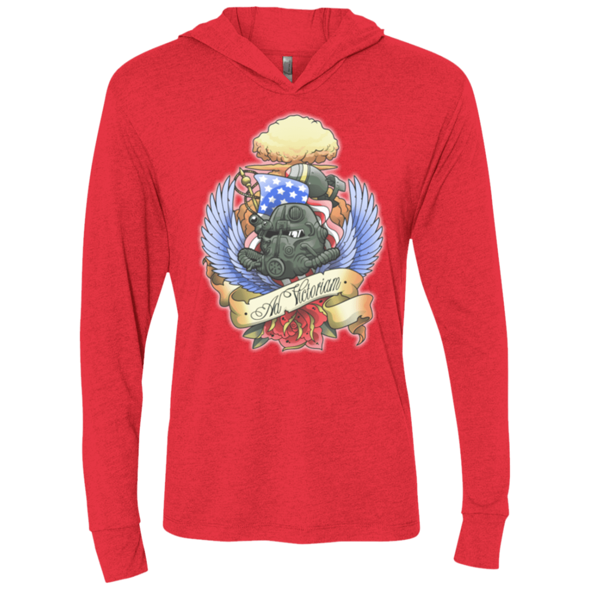 T-Shirts Vintage Red / X-Small Ad Victoriam Triblend Long Sleeve Hoodie Tee