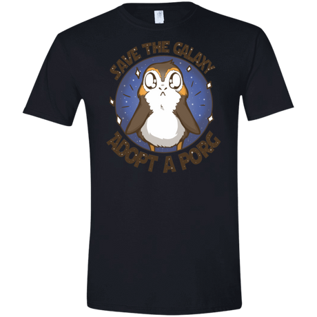 T-Shirts Black / X-Small Adopt A Porg Men's Semi-Fitted Softstyle