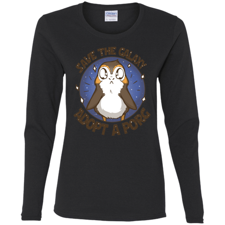 T-Shirts Black / S Adopt A Porg Women's Long Sleeve T-Shirt