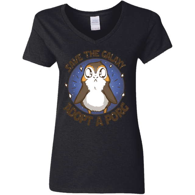 T-Shirts Black / S Adopt A Porg Women's V-Neck T-Shirt