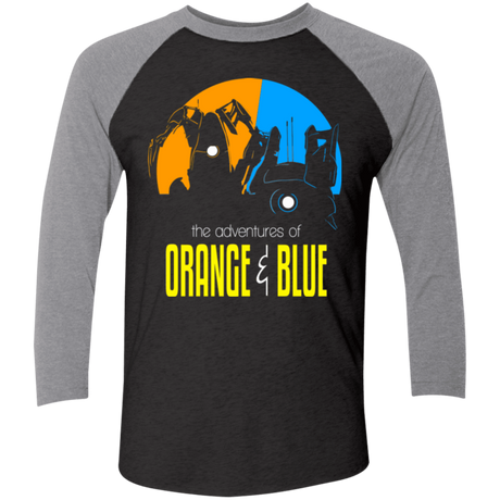 T-Shirts Vintage Black/Premium Heather / X-Small Adventure Orange and Blue Men's Triblend 3/4 Sleeve