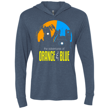 T-Shirts Indigo / X-Small Adventure Orange and Blue Triblend Long Sleeve Hoodie Tee