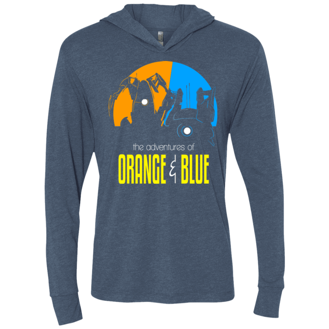 T-Shirts Indigo / X-Small Adventure Orange and Blue Triblend Long Sleeve Hoodie Tee