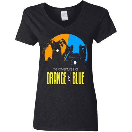 T-Shirts Black / S Adventure Orange and Blue Women's V-Neck T-Shirt