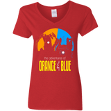 T-Shirts Red / S Adventure Orange and Blue Women's V-Neck T-Shirt