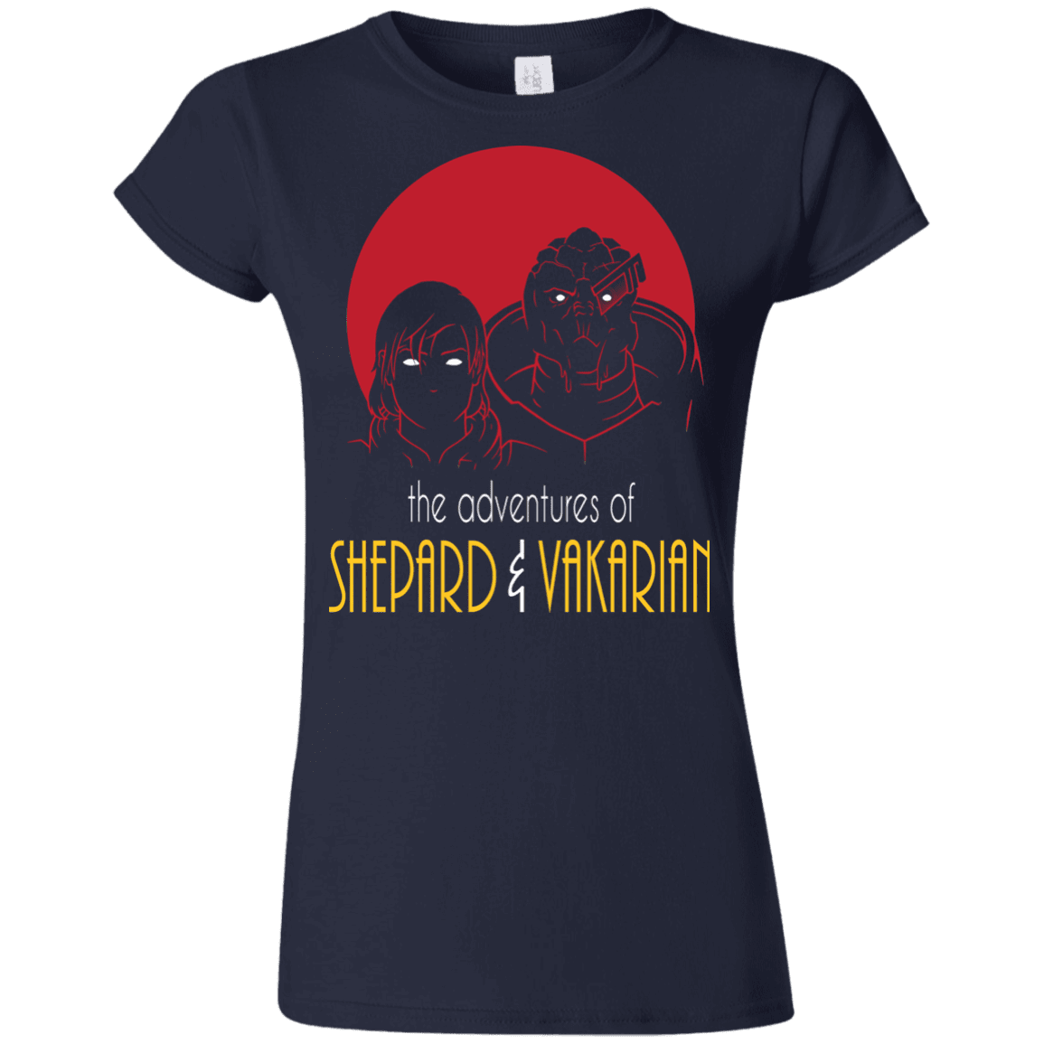 T-Shirts Navy / S Adventures of Femshep & Vakarian Junior Slimmer-Fit T-Shirt