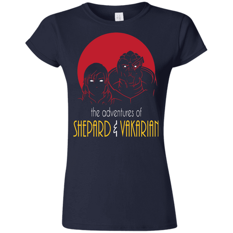 T-Shirts Navy / S Adventures of Femshep & Vakarian Junior Slimmer-Fit T-Shirt