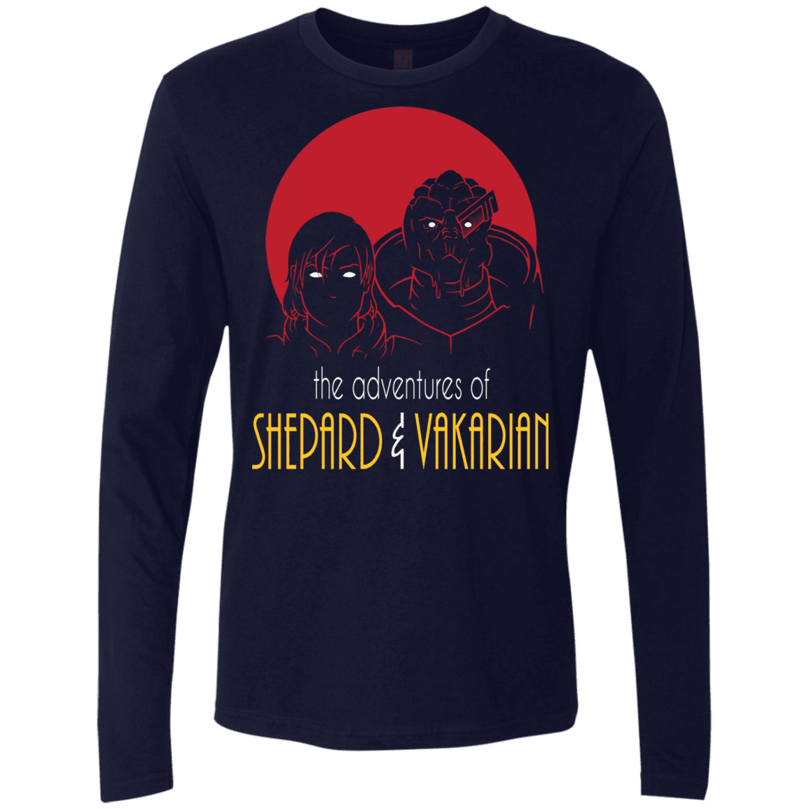 T-Shirts Midnight Navy / S Adventures of Femshep & Vakarian Men's Premium Long Sleeve