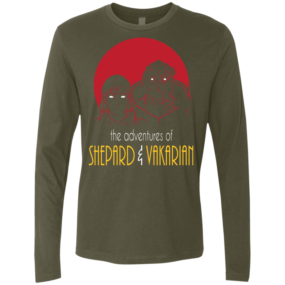 T-Shirts Military Green / S Adventures of Femshep & Vakarian Men's Premium Long Sleeve