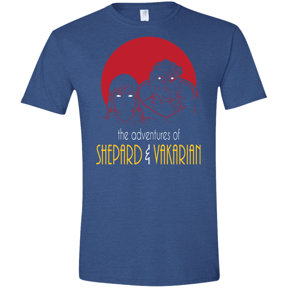 T-Shirts Heather Royal / X-Small Adventures of Femshep & Vakarian Men's Semi-Fitted Softstyle