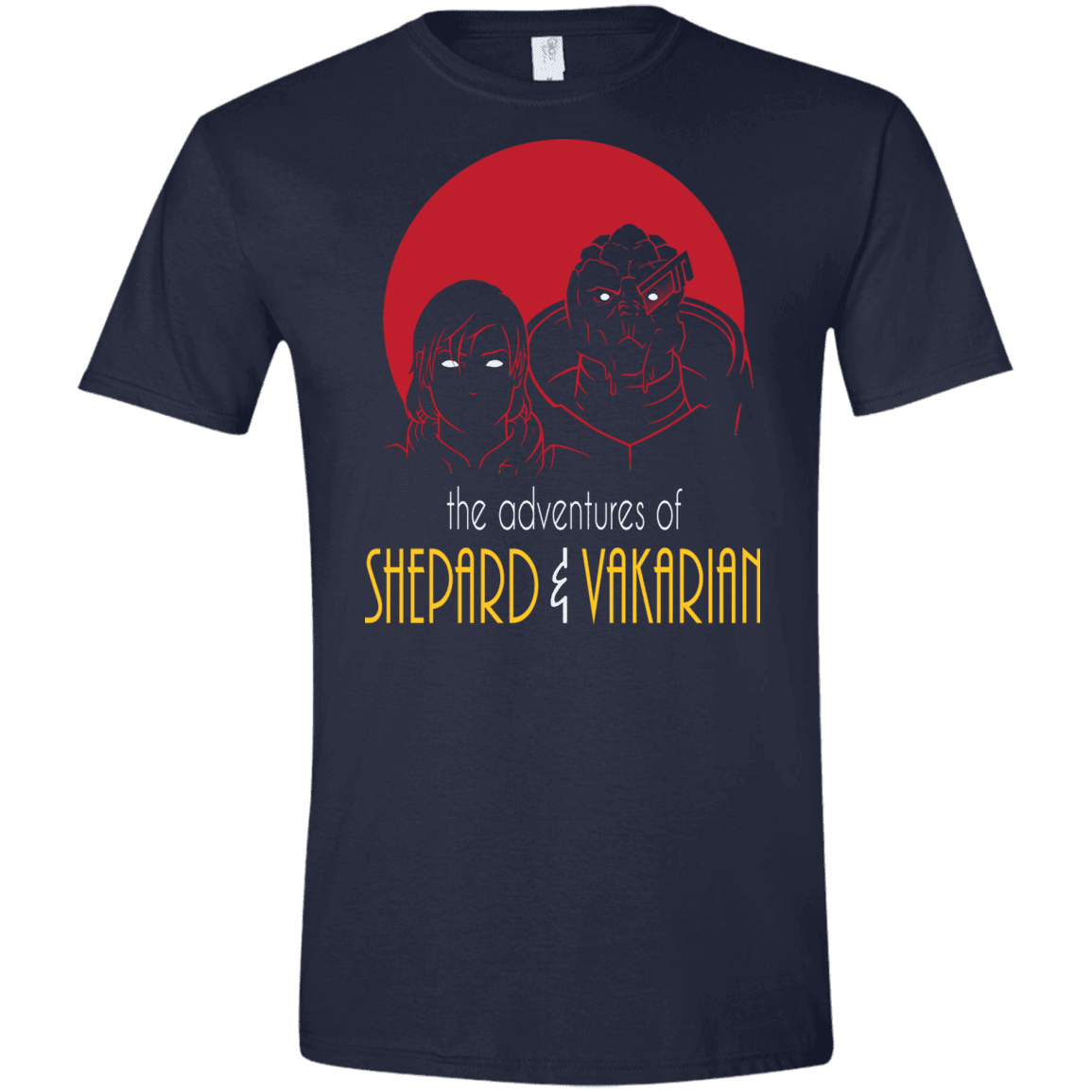 T-Shirts Navy / X-Small Adventures of Femshep & Vakarian Men's Semi-Fitted Softstyle