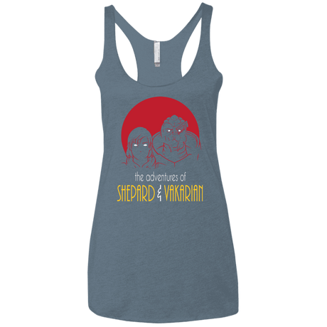 T-Shirts Indigo / X-Small Adventures of Femshep & Vakarian Women's Triblend Racerback Tank