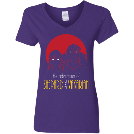 T-Shirts Purple / S Adventures of Femshep & Vakarian Women's V-Neck T-Shirt