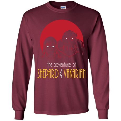 T-Shirts Maroon / YS Adventures of Femshep & Vakarian Youth Long Sleeve T-Shirt