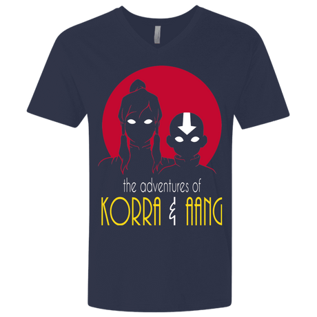 T-Shirts Midnight Navy / X-Small Adventures of Korra & Aang Men's Premium V-Neck