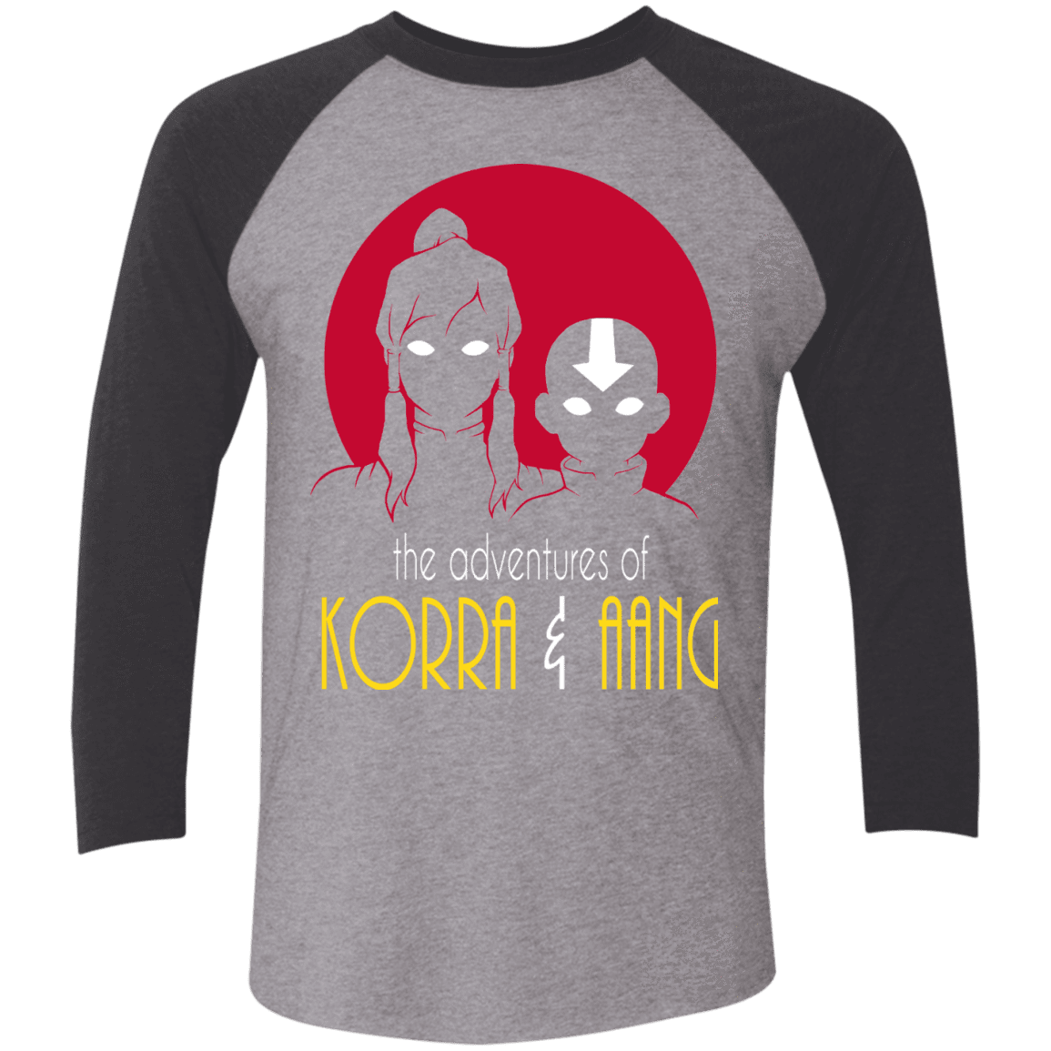 T-Shirts Premium Heather/Vintage Black / X-Small Adventures of Korra & Aang Men's Triblend 3/4 Sleeve