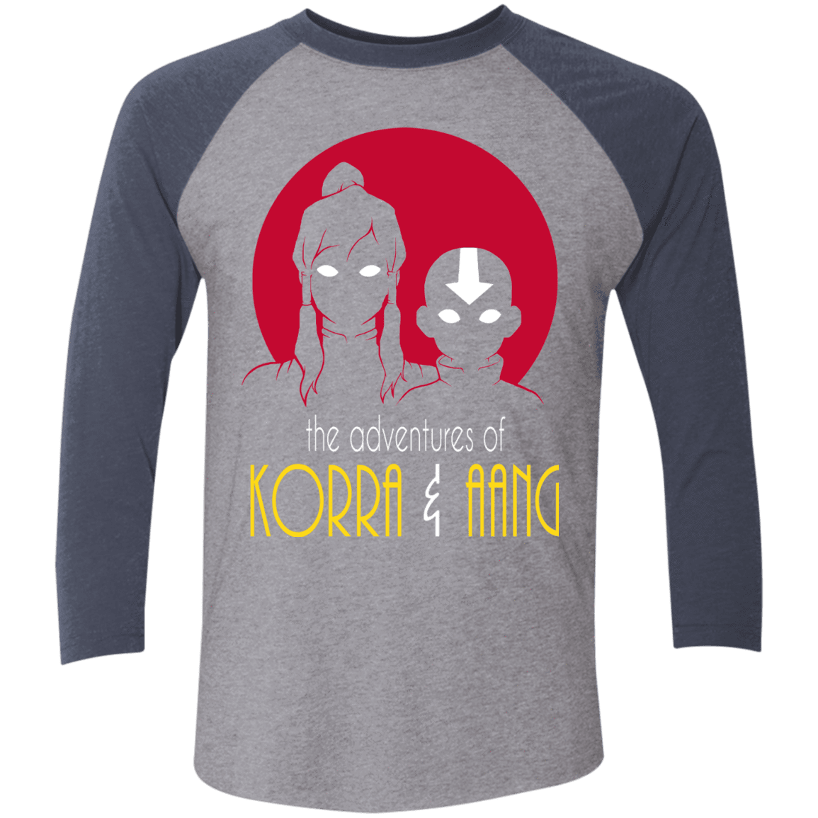 T-Shirts Premium Heather/Vintage Navy / X-Small Adventures of Korra & Aang Men's Triblend 3/4 Sleeve