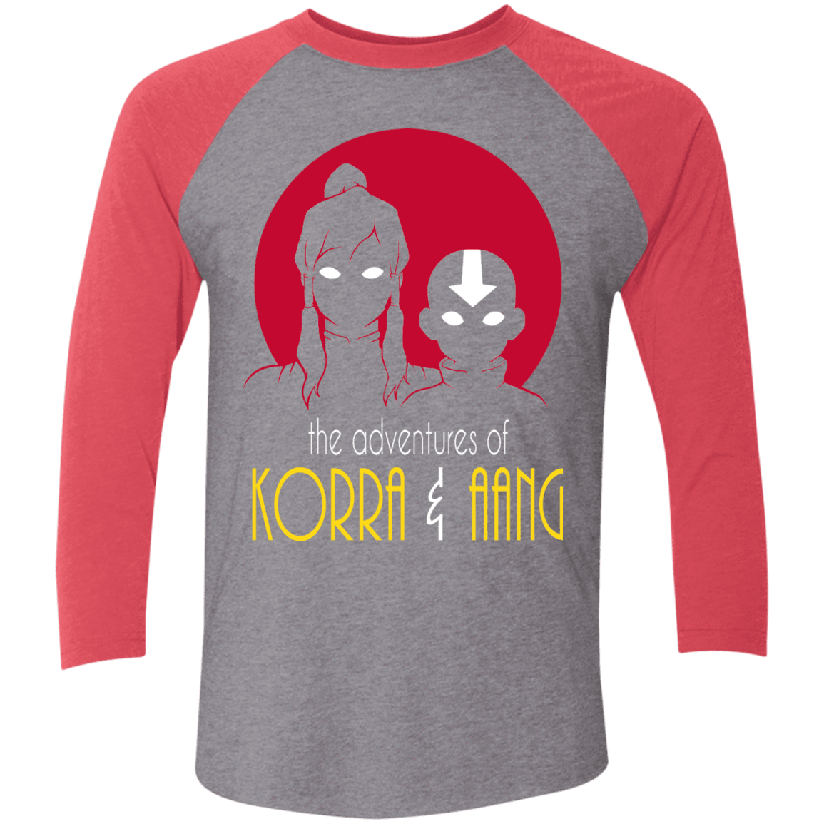 T-Shirts Premium Heather/Vintage Red / X-Small Adventures of Korra & Aang Men's Triblend 3/4 Sleeve