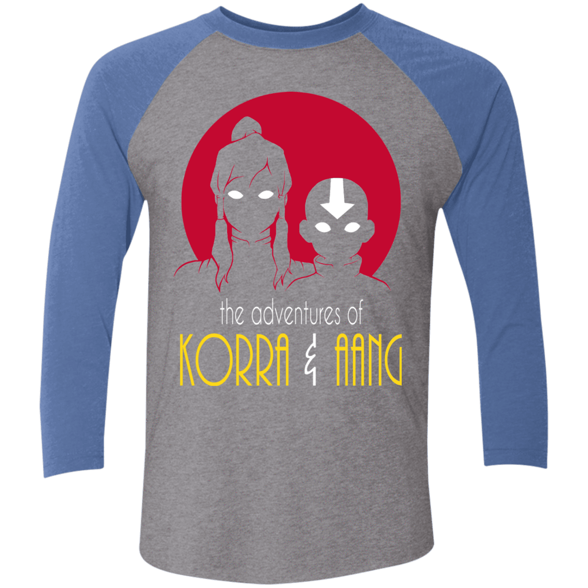 T-Shirts Premium Heather/Vintage Royal / X-Small Adventures of Korra & Aang Men's Triblend 3/4 Sleeve
