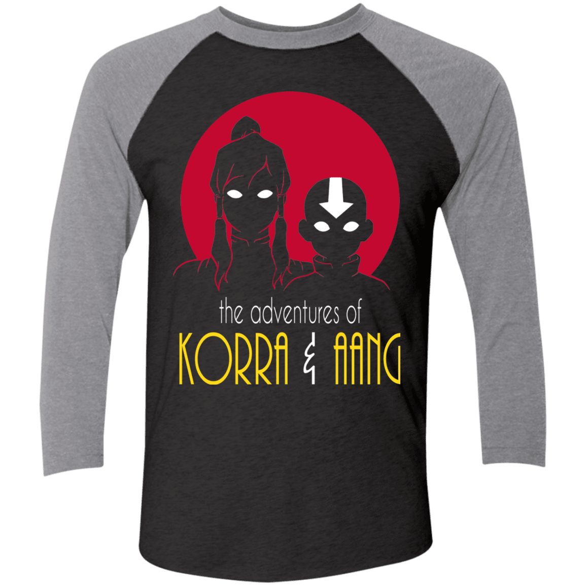 T-Shirts Vintage Black/Premium Heather / X-Small Adventures of Korra & Aang Men's Triblend 3/4 Sleeve