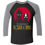 T-Shirts Vintage Black/Premium Heather / X-Small Adventures of Korra & Aang Men's Triblend 3/4 Sleeve