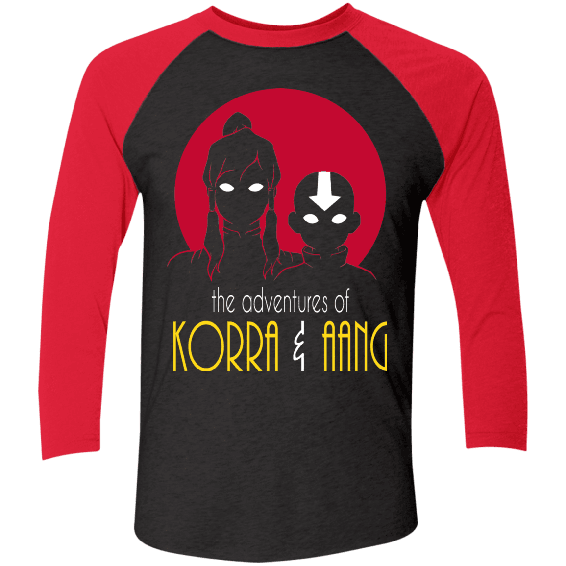 T-Shirts Vintage Black/Vintage Red / X-Small Adventures of Korra & Aang Men's Triblend 3/4 Sleeve