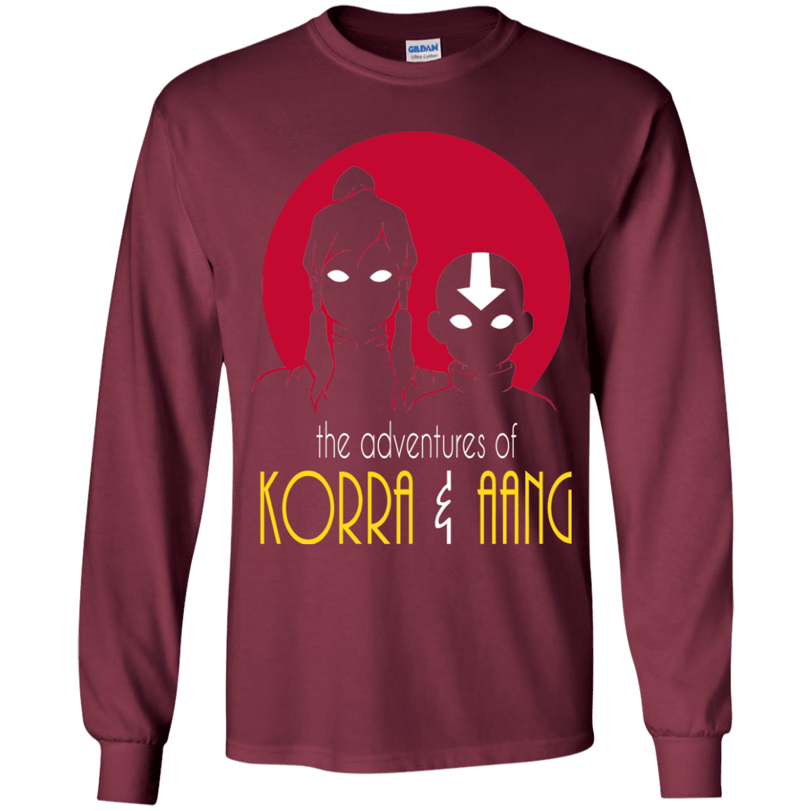 T-Shirts Maroon / YS Adventures of Korra & Aang Youth Long Sleeve T-Shirt