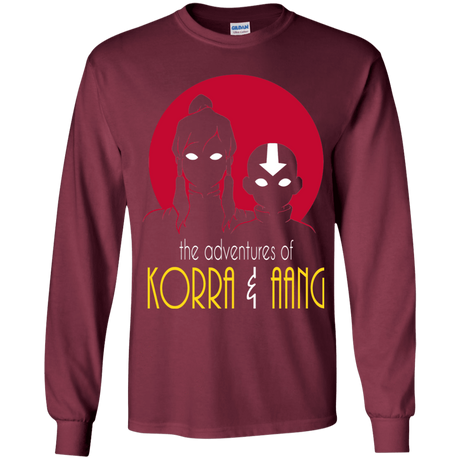 T-Shirts Maroon / YS Adventures of Korra & Aang Youth Long Sleeve T-Shirt