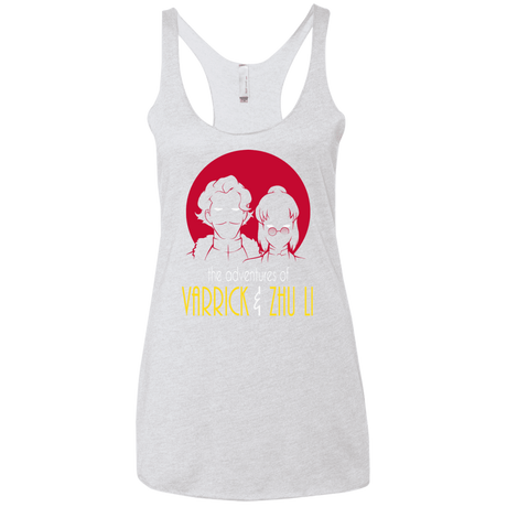 T-Shirts Heather White / X-Small Adventures of Varrick & Zhu Li Women's Triblend Racerback Tank