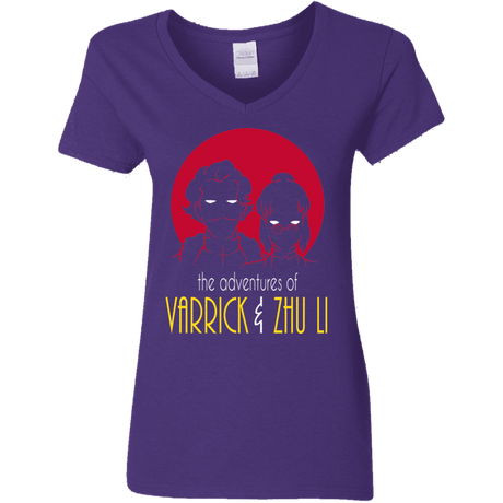 T-Shirts Purple / S Adventures of Varrick & Zhu Li Women's V-Neck T-Shirt