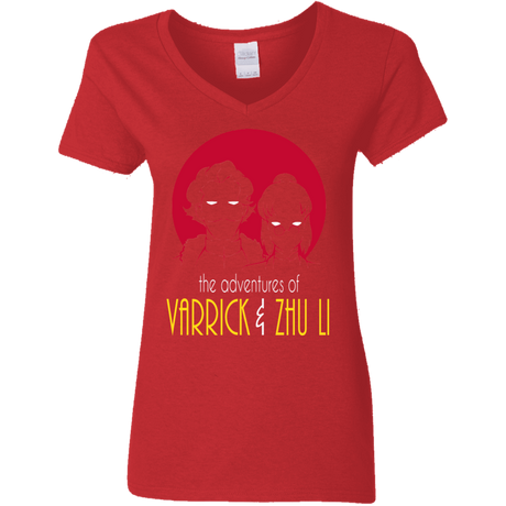 T-Shirts Red / S Adventures of Varrick & Zhu Li Women's V-Neck T-Shirt