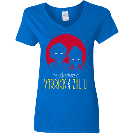 T-Shirts Royal / S Adventures of Varrick & Zhu Li Women's V-Neck T-Shirt