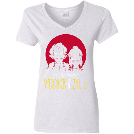 T-Shirts White / S Adventures of Varrick & Zhu Li Women's V-Neck T-Shirt