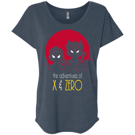 T-Shirts Indigo / X-Small Adventures of X & Zero Triblend Dolman Sleeve