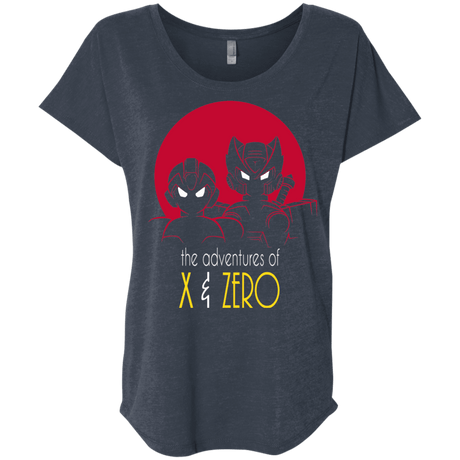 T-Shirts Vintage Navy / X-Small Adventures of X & Zero Triblend Dolman Sleeve