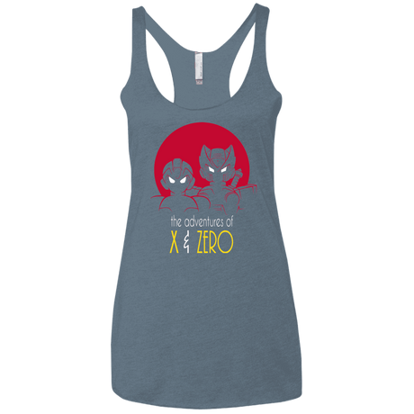 T-Shirts Indigo / X-Small Adventures of X & Zero Women's Triblend Racerback Tank