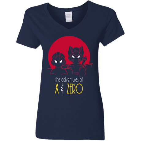 T-Shirts Navy / S Adventures of X & Zero Women's V-Neck T-Shirt